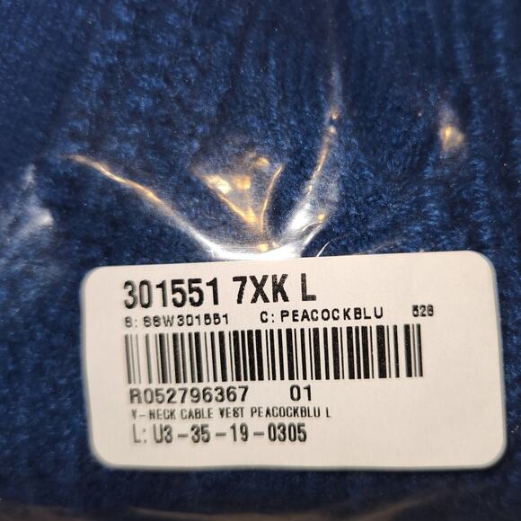 J.Jill $79 Large Peacock Blue V-Neck Cable Knit Classic Tunic Sweater Vest - Picture 7 of 11